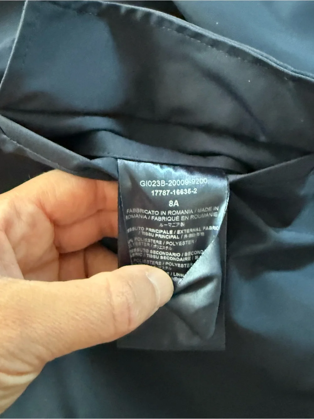Herno Navy Hooded Kids Raincoat Size 8